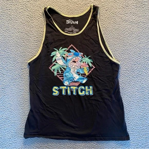 Lilo & Stitch: "Stitch w/ Ice Cream" Tank-Top Black Men’s Size XL - Picture 1 of 7